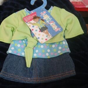 Polka Dot Doll Outfit - Green and Blue